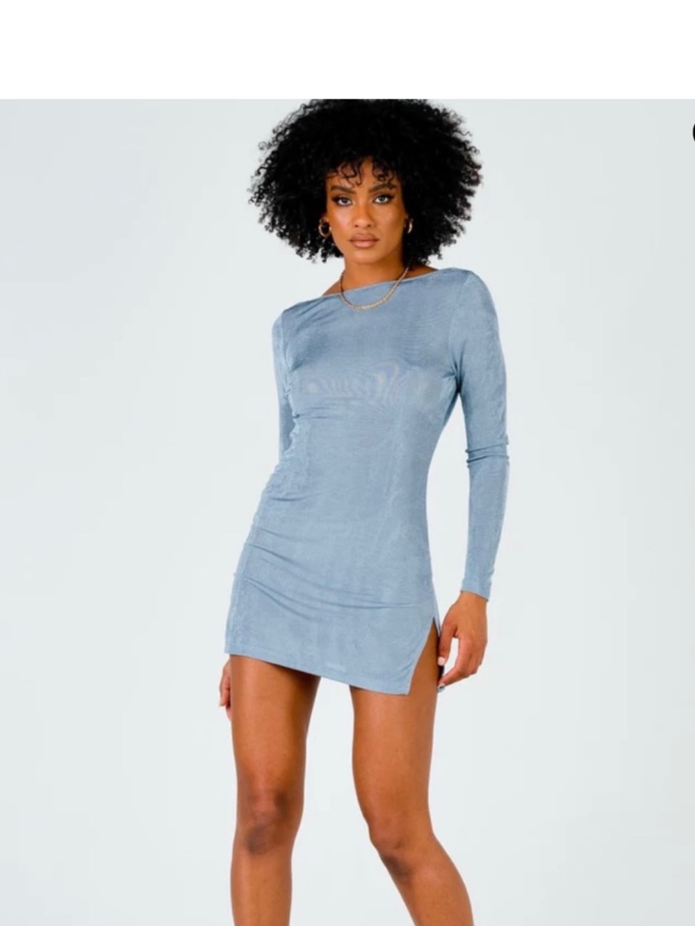 Lioness Montana Mini Dress‎ Blue Open back Sheer Size M